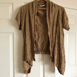 Open Front Crinkled Layering Top